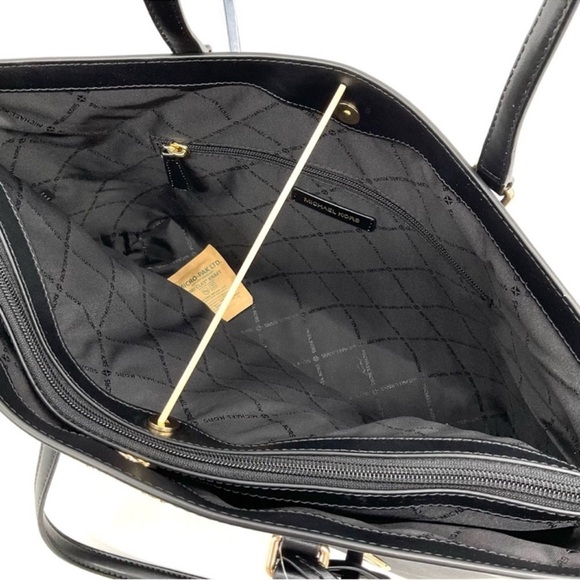 Michael Kors Bag Large Sheila Mf Tote Bag & Large Trifold Wallet Black/Gold - Picture 8 of 14